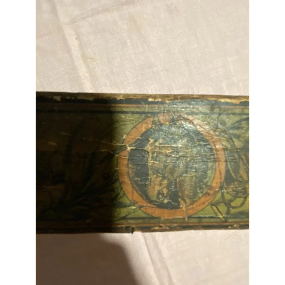 Antique Children's WOODEN Pencil Box Case Equestrian Themed